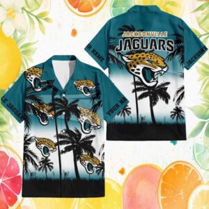 Jacksonville Jaguars NFL Palm Beach Night Scene Custom Name Hawaiian Shirt Jacksonville Jaguars NFL Palm Beach Night Scene Custom Name Hawaiian Shirt