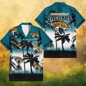 Jacksonville Jaguars NFL Palm Beach Night Scene Custom Name Hawaiian Shirt