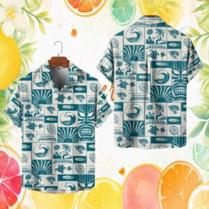 Jacksonville Jaguars NFL Tiki Totem Hawaiian Hawaiian Shirt Teal Beach Vacation Button Down