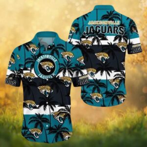 Jacksonville Jaguars NFL Tropical Palm Tree Teal & Black Hawaiian Shirt
