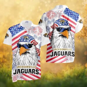 Jacksonville Jaguars Patriotic American Eagle Fireworks NFL Hawaiian Shirt