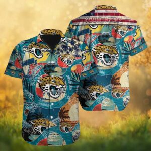 Jacksonville Jaguars Retro Collage Pattern NFL Hawaiian Shirt