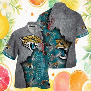 Jacksonville Jaguars Stone Ripped Effect Tropical Football Hawaiian Shirt Jacksonville Jaguars Stone Ripped Effect Tropical Football Hawaiian Shirt