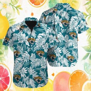 Jacksonville Jaguars Teal Floral Tropical Pattern Hawaiian Shirt