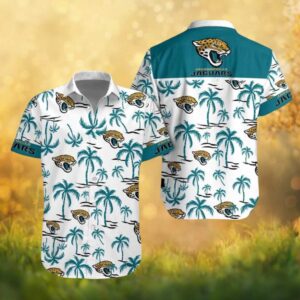 Jacksonville Jaguars Teal Palm Tree Summer Beach Hawaiian Shirt