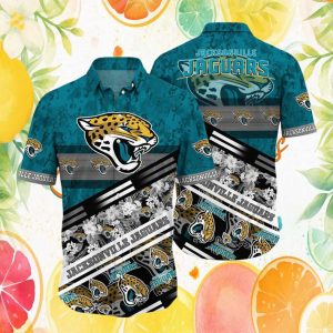 Jacksonville Jaguars Tropical Floral Geometric Pattern Hawaiian Shirt Jacksonville Jaguars Tropical Floral Geometric Pattern Hawaiian Shirt