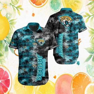 Jacksonville Jaguars Tropical Palm Tree Teal Hawaiian Shirt Jacksonville Jaguars Tropical Palm Tree Teal Hawaiian Shirt