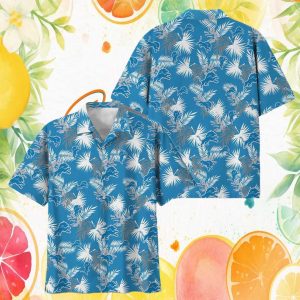 Detroit Lions Tropical Floral Blue & White Summer NFL Hawaiian Shirt Detroit Lions Tropical Floral Blue & White Summer NFL Hawaiian Shirt