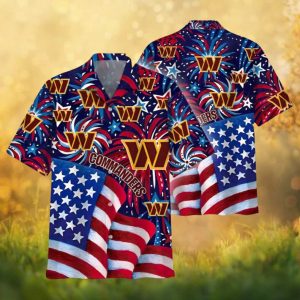 Washington Commanders Fireworks American Flag Patriotic Hawaiian Shirt