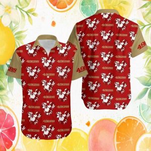 San Francisco 49ers Two Tone Khaki Sleeve Floral Hawaiian Shirt San Francisco 49ers Two Tone Khaki Sleeve Floral Hawaiian Shirt