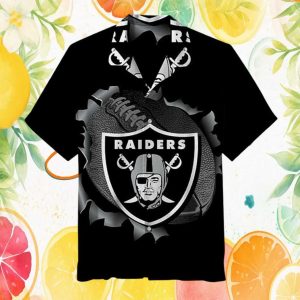 Las Vegas Raiders Ripped Metal Football Graphic Performance Hawaiian Shirt Las Vegas Raiders Ripped Metal Football Graphic Performance Hawaiian Shirt