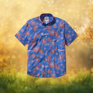 MLB Atlanta Braves Reyn Spooner Blue Ribbon Floral Hawaiian Shirt