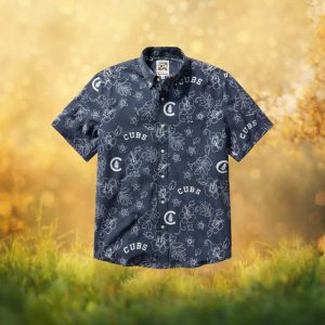 MLB Chicago Cubs Reyn Spooner Navy Monochrome Floral Button Down Hawaiian Shirt