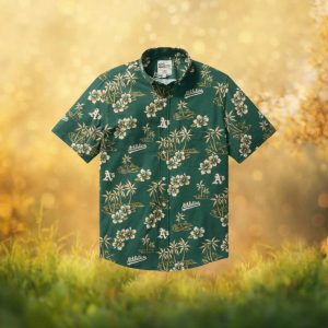 MLB Oakland Athletics Reyn Spooner Green Scenic Tropical Button Down Hawaiian Shirt