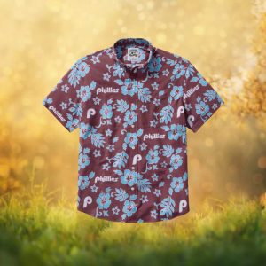 MLB Philadelphia Phillies Reyn Spooner Tropical Hibiscus Button Down Hawaiian Shirt