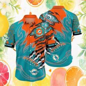 Miami Dolphins Claw Rip Shredded Metal Design Hawaiian Shirt Miami Dolphins Claw Rip Shredded Metal Design Hawaiian Shirt