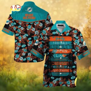 Miami Dolphins “Football Home Run Peace” Floral Pattern Hawaiian Shirt