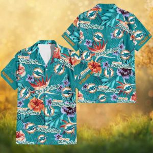 Miami Dolphins Personalized Floral Teal Garden NFL Hawaiian Shirt