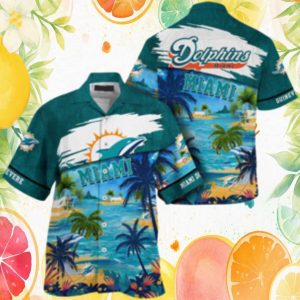 Miami Dolphins Personalized Island Beach Paradise Scenic Hawaiian Shirt Miami Dolphins Personalized Island Beach Paradise Scenic Hawaiian Shirt