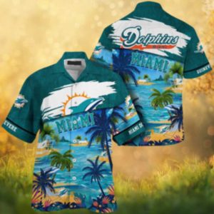 Miami Dolphins Personalized Island Beach Paradise Scenic Hawaiian Shirt