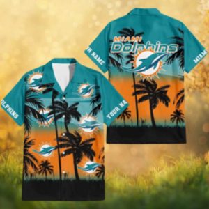 Miami Dolphins Personalized Sunset Palm Tree Tropical Hawaiian Shirt