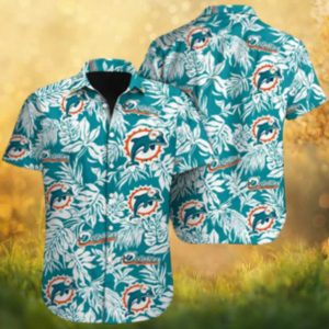 Miami Dolphins Tropical Floral Teal Hawaiian Shirt NFL Summer Fan Gear