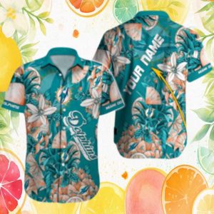 Miami Dolphins Vintage Tropical Fruit & Floral Custom Hawaiian Shirt Miami Dolphins Vintage Tropical Fruit & Floral Custom Hawaiian Shirt
