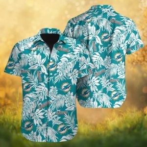 Miami Dolphins Vintage White Monstera Leaf Pattern NFL Hawaiian Shirt