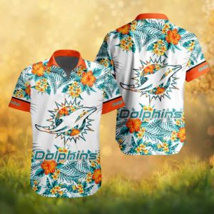 Miami Dolphins White Floral Hibiscus NFL Hawaiian Shirt