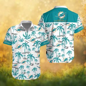 Miami Dolphins White Tropical Palm Tree Summer Beach Hawaiian Shirt