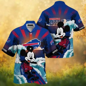 Mickey Mouse Surfing Buffalo Bills Tropical Sunset Hawaiian Shirt