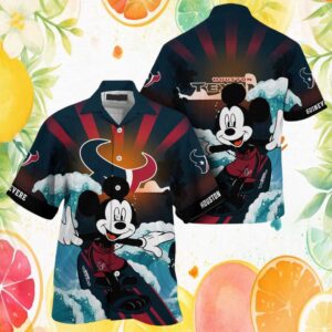 Mickey Mouse Surfing Houston Texans Beach Sunset Hawaiian Shirt Mickey Mouse Surfing Houston Texans Beach Sunset Hawaiian Shirt