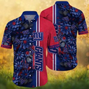 Mickey Mouse Surfing New York Giants Big Blue Tropical Hawaiian Shirt