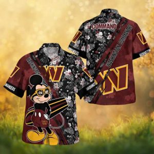 Mickey Mouse Surfing Washington Commanders Tropical Mashup Hawaiian Shirt