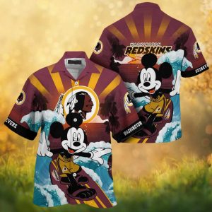 Mickey Mouse Surfing Washington Redskins Vintage Logo Hawaiian Shirt