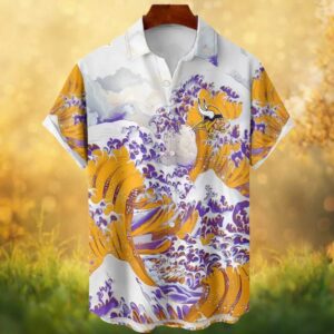 Minnesota Vikings Great Wave Japanese Art Style NFL Hawaiian Shirt