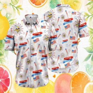 Minnesota Vikings NFL Happy 4th of July Firework Pattern Hawaiian Shirt