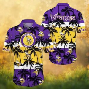 Minnesota Vikings Palm Tree Sunset Tropical Pattern Hawaiian Shirt
