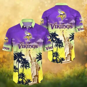 Minnesota Vikings Statue of Liberty Patriotic Hawaiian Shirt