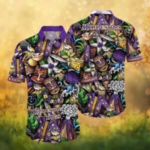 Minnesota Vikings Tiki Totem Tribal Doodle Art Hawaiian Shirt