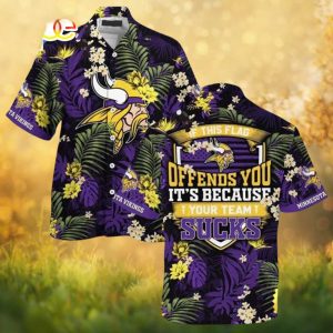 Minnesota Vikings Tropical Hawaiian Shirt Purple & Gold Fan Button Up