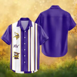 Minnesota Vikings Victory Stripe Hawaiian Shirt Purple & Gold NFL Button Down