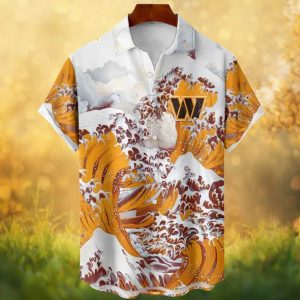Washington Commanders Great Wave Japanese Art Hawaiian Shirt