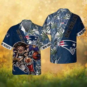 New England Patriots Captain Mascot Tropical Floral NFL Hawaiian Shirt