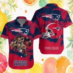 New England Patriots Custom Name Patriot Warrior Helmet Graphic Hawaiian Shirt New England Patriots Custom Name Patriot Warrior Helmet Graphic Hawaiian Shirt