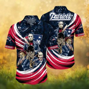 New England Patriots Horror Mashup Hawaiian Shirt Freddy & Jason Fan Gear