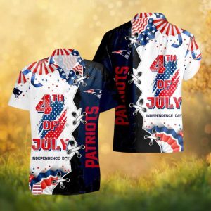 New England Patriots NFL 4th of July Flag Graphic Summer Hawaiian Shirt