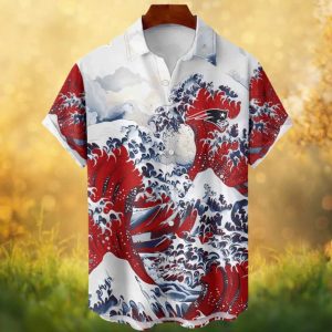 New England Patriots Red Great Wave Hawaiian Shirt NFL Tropical Wear