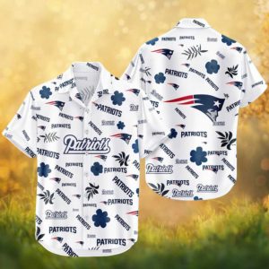 New England Patriots White All Over Print Logo NFL Hawaiian Shirt