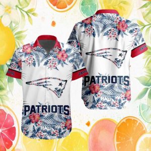 New England Patriots White Hibiscus Bloom NFL Hawaiian Shirt New England Patriots White Hibiscus Bloom NFL Hawaiian Shirt